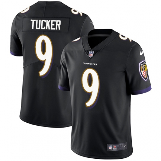 Men's Nike Baltimore Ravens #9 Justin Tucker Black Alternate Vapor Untouchable Limited Player NFL Jersey - Ujersey