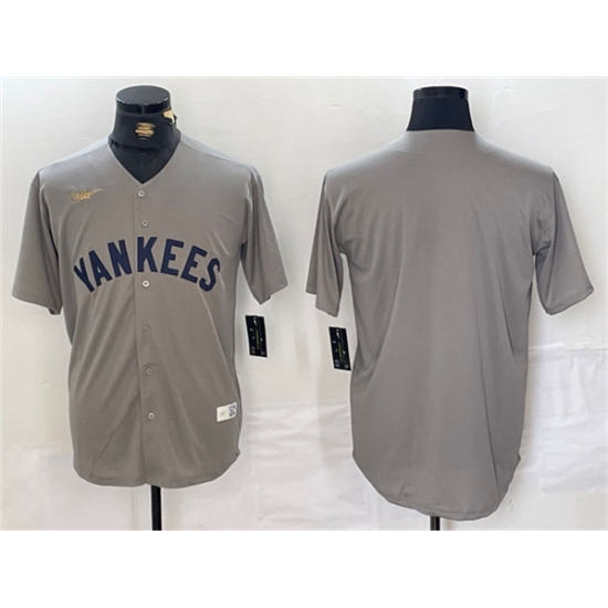 Men's New York Yankees Blank Gray Cool Base Stitched Baseball Jersey - Ujersey