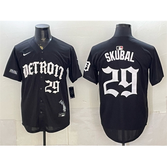 Men's Detroit Tigers #29 Tarik Skubal 2026 Black 'Motor Gothic Edition' Vapor Premier Limited Stitched Baseball Jersey - Ujersey