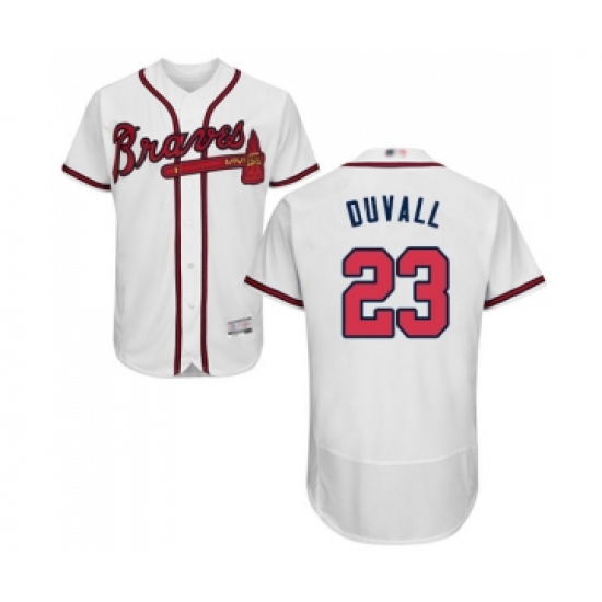 Men's Atlanta Braves #23 Adam Duvall White Home Flex Base Authentic Collection Baseball Jersey - Ujersey