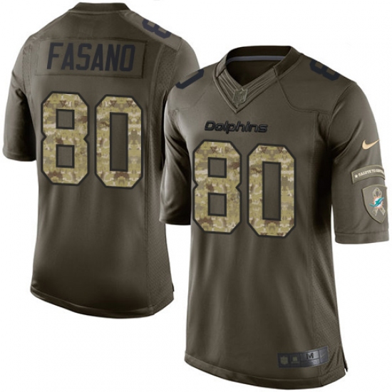 Men's Nike Miami Dolphins #80 Anthony Fasano Elite Green Salute to Service NFL Jersey - Ujersey