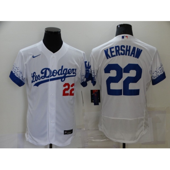 Men's Nike Los Angeles Dodgers #22 Clayton Kershaw White Elite City Player Jersey - Ujersey