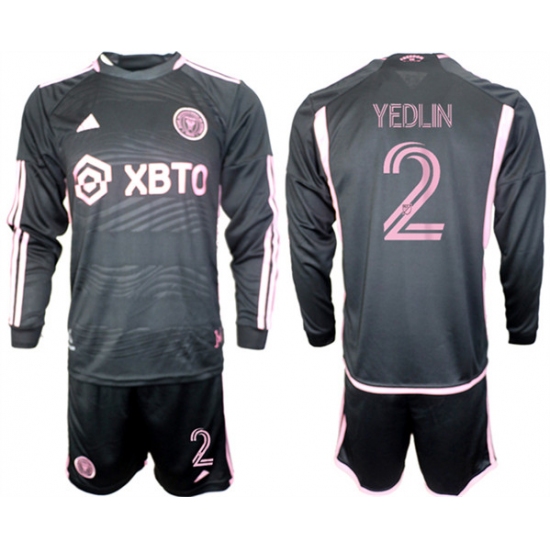 Men's Inter Miami CF #2 Yedlyn 2023-24 Black Away Soccer Jersey Suit - Ujersey