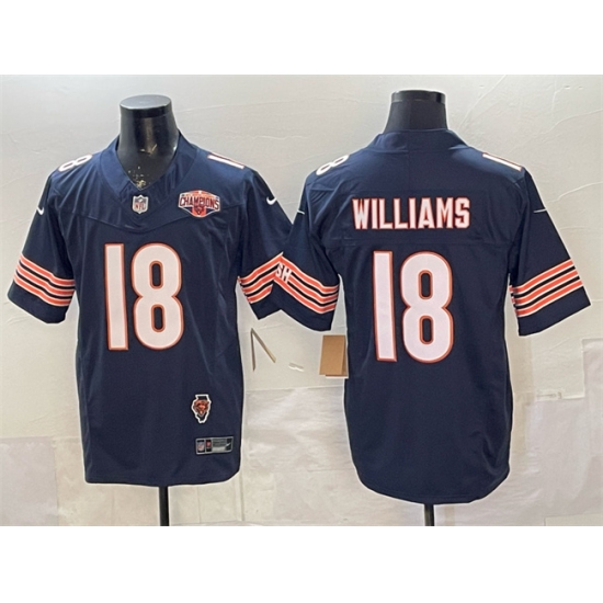 Men's Chicago Bears #18 Caleb Williams Navy F.U.S.E. 2025 NFC North Division Champions & Illinois Stitched Football Jersey