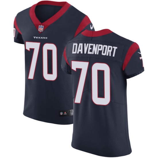 Men's Nike Houston Texans #70 Julien Davenport Navy Blue Team Color Vapor Untouchable Elite Player NFL Jersey