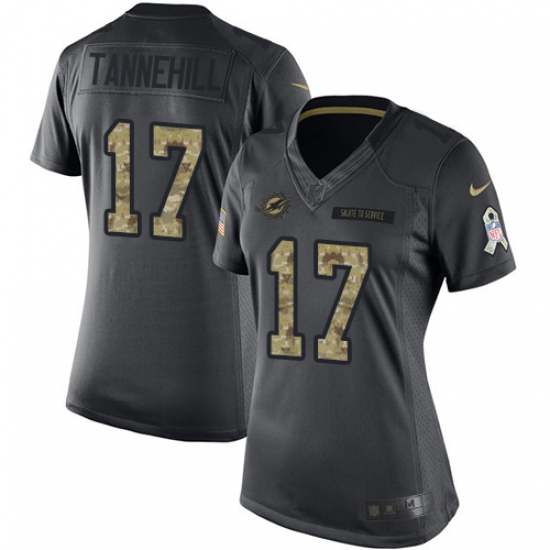 Women's Nike Miami Dolphins #17 Ryan Tannehill Limited Black 2016 Salute to Service NFL Jersey - Ujersey