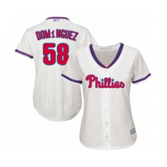 Women's Philadelphia Phillies #58 Seranthony Dominguez Authentic Cream Alternate Cool Base Baseball Player Jersey - Ujersey