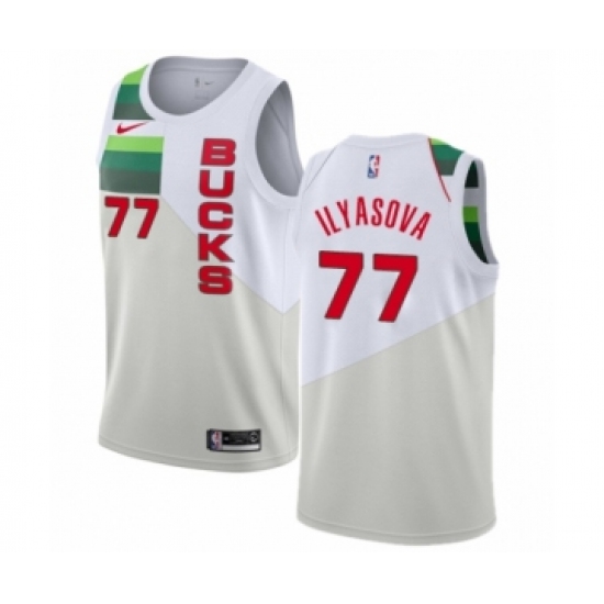 Men's Nike Milwaukee Bucks #77 Ersan Ilyasova White Swingman Jersey - Earned Edition - Ujersey