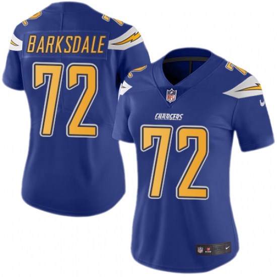 Women's Nike Los Angeles Chargers #72 Joe Barksdale Limited Electric Blue Rush Vapor Untouchable NFL Jersey - Ujersey