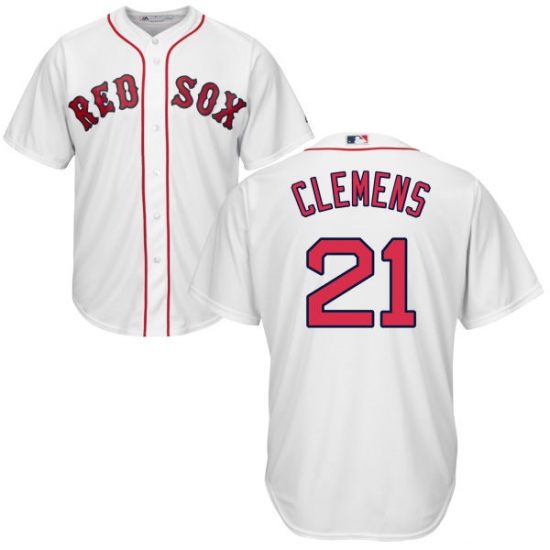 Youth Majestic Boston Red Sox #21 Roger Clemens Authentic White Home Cool Base MLB Jersey - Ujersey