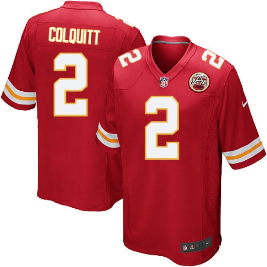 Men's Nike Kansas City Chiefs #2 Dustin Colquitt Game Red Team Color NFL Jersey - Ujersey