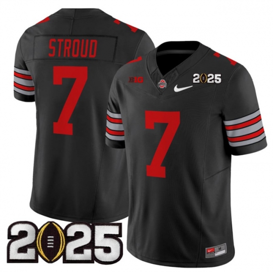 Men's Ohio State Buckeyes #7 C.J. Stroud Black 2025 CFP Final F.U.S.E. Vapor Limited Stitched Football Jersey