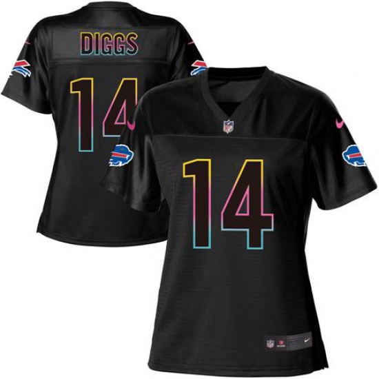 Women's Buffalo Bills #14 Stefon Diggs Black Fashion Game Jersey - Ujersey