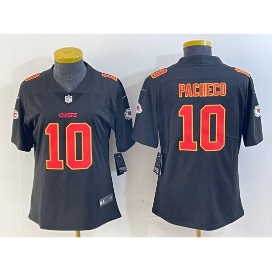 Women's Kansas City Chiefs #10 Isiah Pacheco Black Fashion Vapor Limited Stitched Jersey - Ujersey