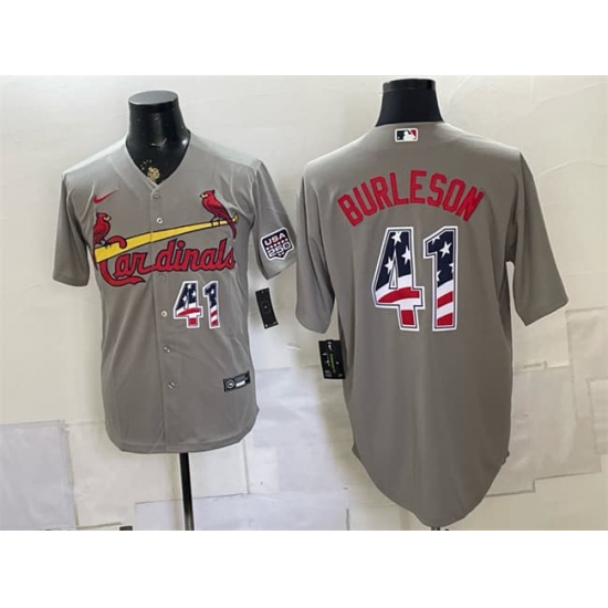 Men's St. Louis Cardinals #41 Alec Burleson Gray USA 250 Fourth of July Stitched Baseball Jersey - Ujersey