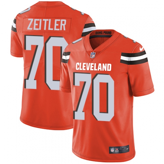 Men's Nike Cleveland Browns #70 Kevin Zeitler Orange Alternate Vapor Untouchable Limited Player NFL Jersey - Ujersey