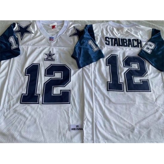 Men's Dallas Cowboys #12 Roger Staubach White Throwback Stitched Football Jersey - Ujersey