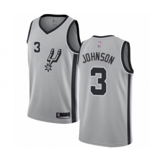 Men's San Antonio Spurs #3 Keldon Johnson Authentic Silver Basketball Jersey Statement Edition - Ujersey