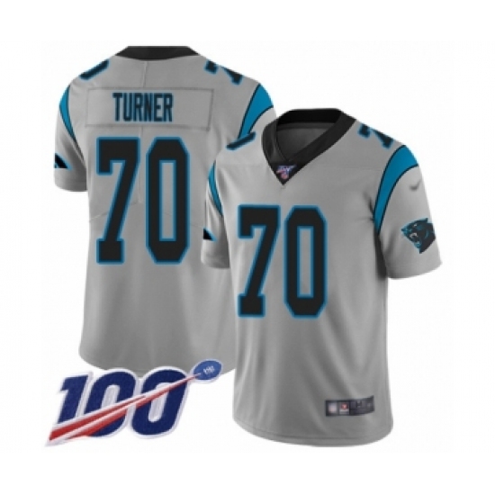 Youth Carolina Panthers #70 Trai Turner Silver Inverted Legend Limited 100th Season Football Jersey - Ujersey