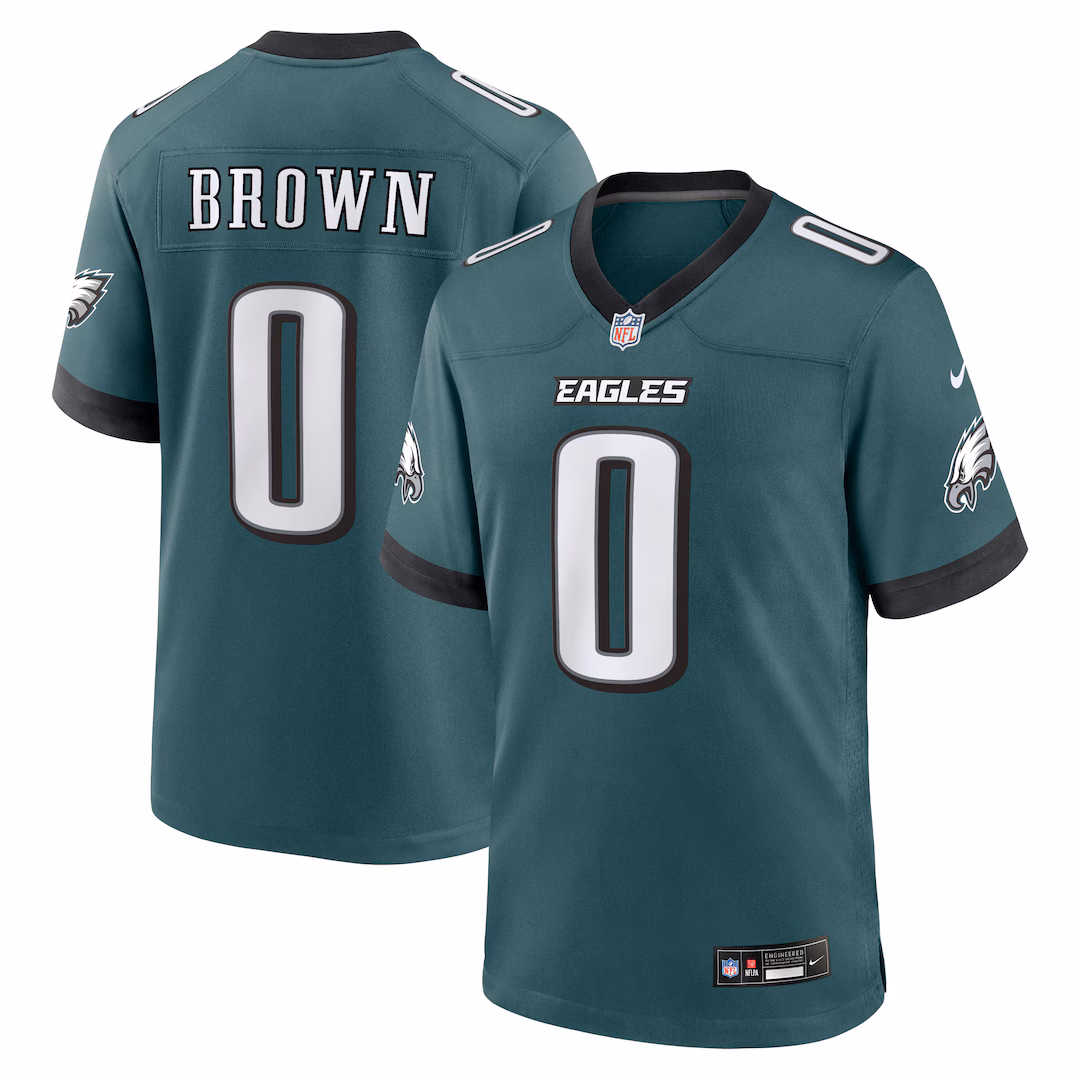 Men's Philadelphia Eagles Marquise Brown Nike Midnight Green Team Game Jersey