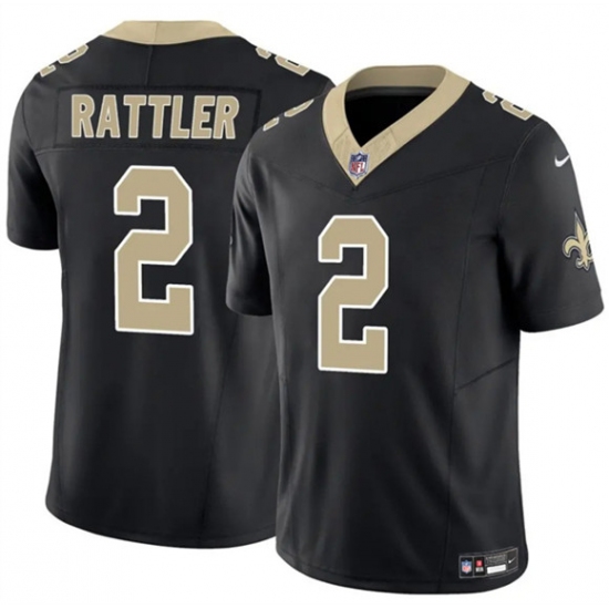 Men's New Orleans Saints #2 Spencer Rattler Black 2025 F.U.S.E Vapor Limited Football Stitched Jersey - Ujersey