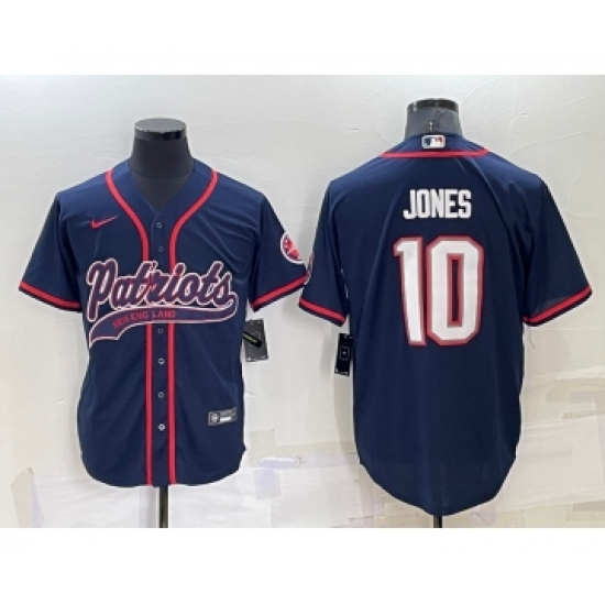 Men's New England Patriots #10 Mac Jones Navy Blue Stitched MLB Cool Base Nike Baseball Jersey - Ujersey