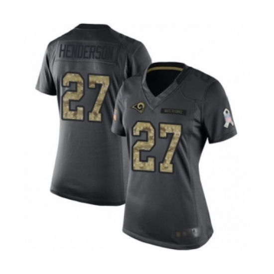 Women's Los Angeles Rams #27 Darrell Henderson Limited Black 2016 Salute to Service Football Jersey - Ujersey