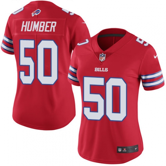 Women's Nike Buffalo Bills #50 Ramon Humber Limited Red Rush Vapor Untouchable NFL Jersey - Ujersey