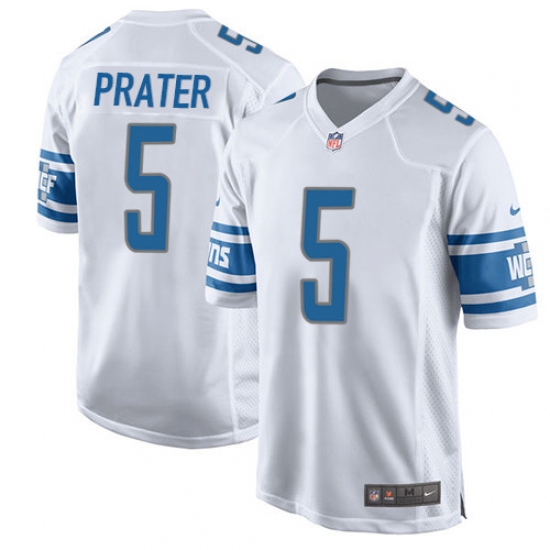 Men's Nike Detroit Lions #5 Matt Prater Game White NFL Jersey - Ujersey