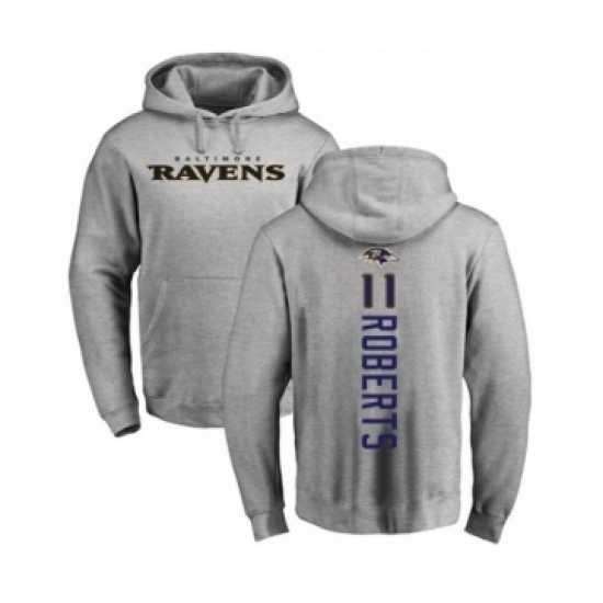 Football Baltimore Ravens #11 Seth Roberts Ash Backer Pullover Hoodie - Ujersey