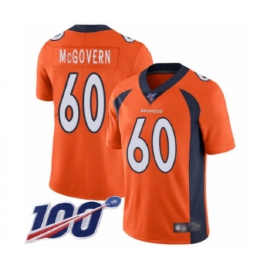 Men's Denver Broncos #60 Connor McGovern Orange Team Color Vapor Untouchable Limited Player 100th Season Football Jersey - Ujersey