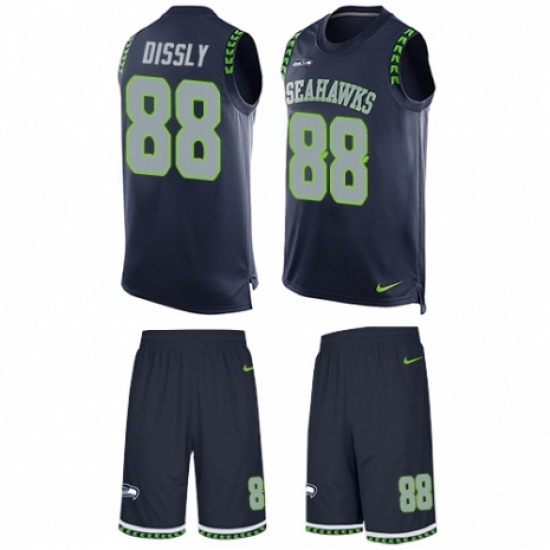 Men's Nike Seattle Seahawks #88 Will Dissly Limited Steel Blue Tank Top Suit NFL Jersey - Ujersey