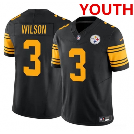 Youth Pittsburgh Steelers #3 Russell Wilson Black 2023 F.U.S.E. Color Rush Limited Football Stitched Jersey - Ujersey