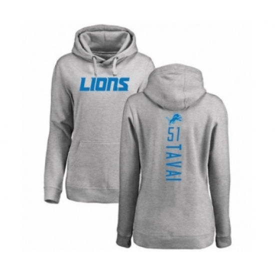 Football Women's Detroit Lions #51 Jahlani Tavai Ash Backer Pullover Hoodie - Ujersey