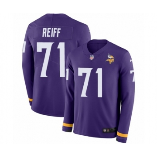 Men's Nike Minnesota Vikings #71 Riley Reiff Limited Purple Therma Long Sleeve NFL Jersey - Ujersey