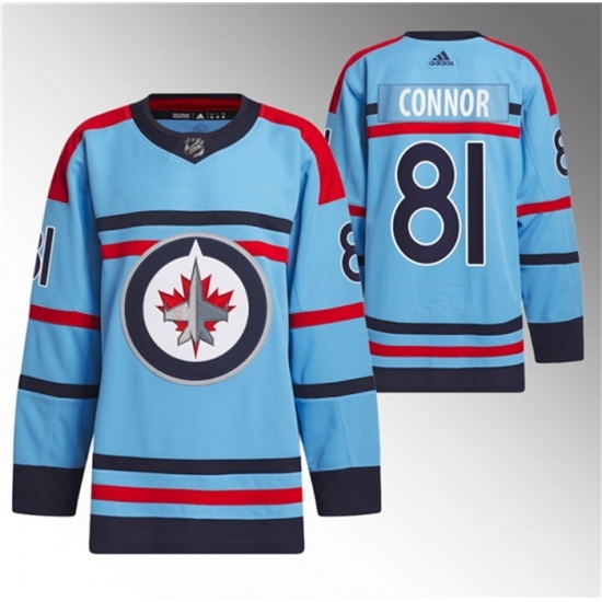 Men's Winnipeg Jets #81 Kyle Connor Light Blue Anniversary Primegreen Stitched Jersey - Ujersey
