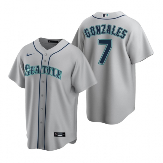 Men's Nike Seattle Mariners #7 Marco Gonzales Gray Road Stitched Baseball Jersey - Ujersey
