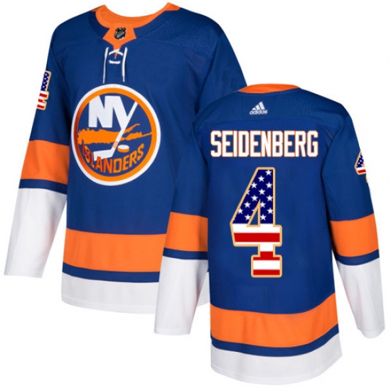 Youth Adidas New York Islanders #4 Dennis Seidenberg Authentic Royal Blue USA Flag Fashion NHL Jersey - Ujersey