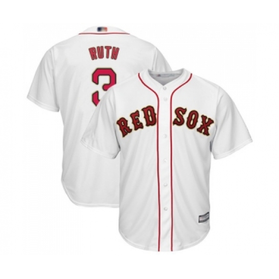 Youth Boston Red Sox #3 Babe Ruth Authentic White 2019 Gold Program Cool Base Baseball Jersey - Ujersey