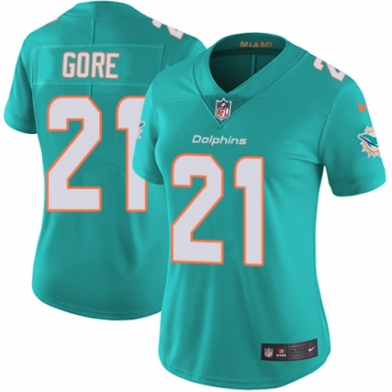 Women's Nike Miami Dolphins #21 Frank Gore Aqua Green Team Color Vapor Untouchable Limited Player NFL Jersey - Ujersey