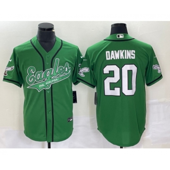 Men's Nike Philadelphia Eagles #20 Brian Dawkins Green Cool Base Stitched Baseball Jersey - Ujersey