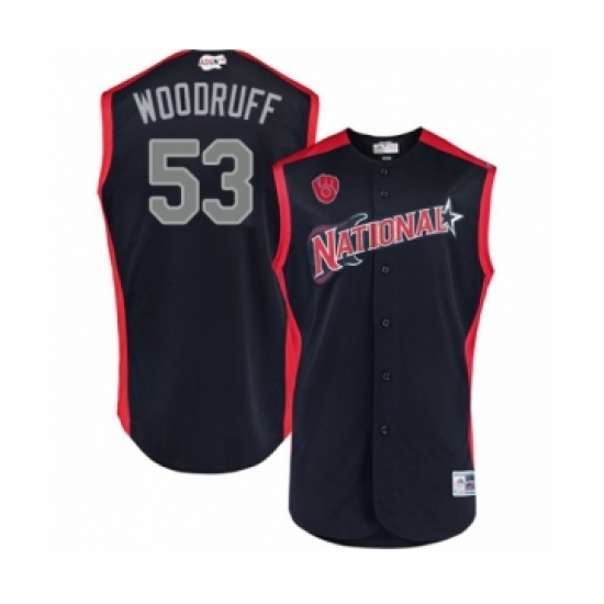 Youth Milwaukee Brewers #53 Brandon Woodruff Authentic Navy Blue National League 2019 Baseball All-Star Jersey - Ujersey