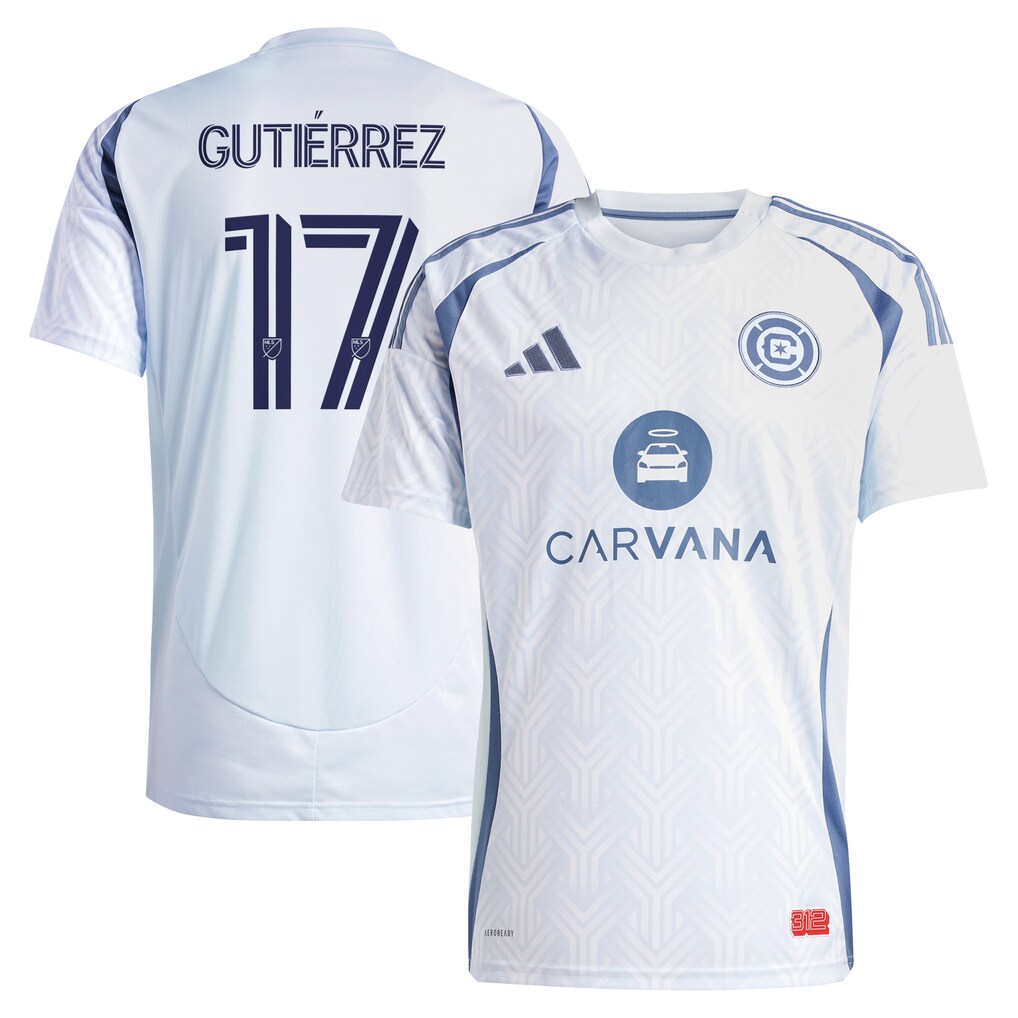 Men's Chicago Fire Brian Gutierrez adidas Light Blue 2025 The Municipal Kit Replica Player Jersey - Ujersey