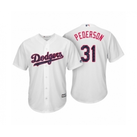 Men's Los Angeles Dodgers #31 Joc Pederson White 2017 Independence Day Cool Base Jersey - Ujersey