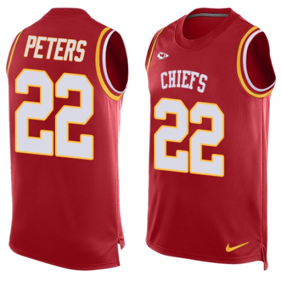 Men's Nike Kansas City Chiefs #22 Marcus Peters Limited Red Player Name & Number Tank Top NFL Jersey - Ujersey