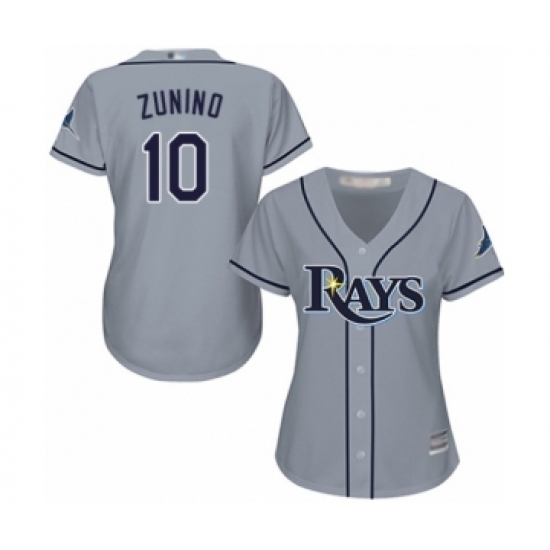 Women's Tampa Bay Rays #10 Mike Zunino Authentic Grey Road Cool Base Baseball Player Jersey - Ujersey