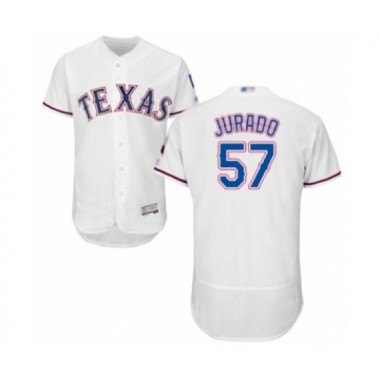 Men's Texas Rangers #57 Ariel Jurado White Home Flex Base Authentic Collection Baseball Player Jersey - Ujersey