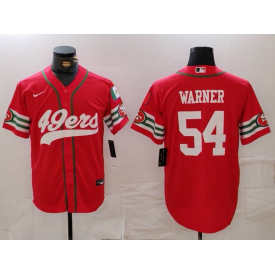 Men's San Francisco 49ers #54 Fred Warner Red Mexico Cool Base Stitched Baseball Jersey - Ujersey