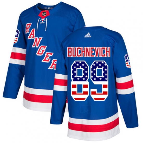 Men's Adidas New York Rangers #89 Pavel Buchnevich Authentic Royal Blue USA Flag Fashion NHL Jersey - Ujersey