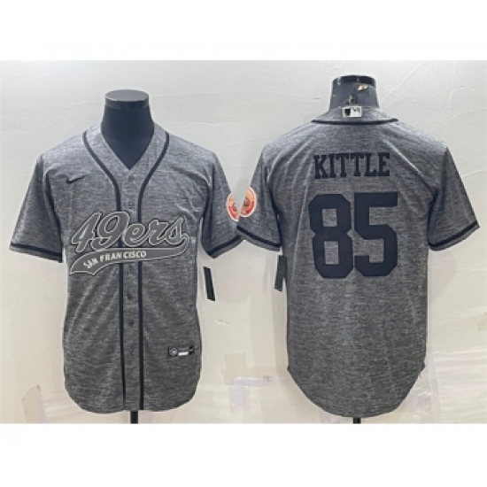 Men's San Francisco 49ers #85 George Kittle Gray With Patch Cool Base Stitched Baseball Jersey - Ujersey